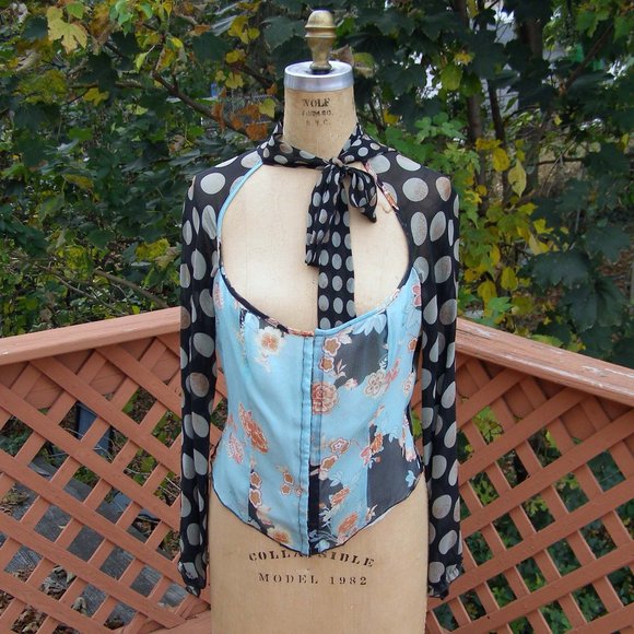 NEW RARE Patrizia Pepe Silk Blouse size L 10 Unique print - Picture 2 of 15